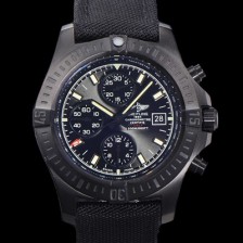 SA급 브라이틀링 남성용 어벤져 크로노그래프 ETA 7750-2 타입 45mm PVD코팅 나토천밴드 블랙다이얼 bre8824 xx