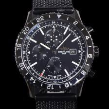 SA급 브라이틀링 남성용 크로노라이너 오토매틱 ETA 7750-2B 타입 46mm 메쉬메탈줄 세라믹 PVD 코팅 블랙다이얼 bre8294 xx