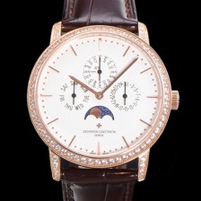 SA급 바쉐런콘스탄틴 남성용 패트리모니 다이아셋팅 로즈골드 논페이즈 오토매틱 1120타입 41mm 가죽줄 화이트다이얼 vac8866 xx