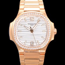 SA급 파텍필립 여성용 노틸러스 7118/1200R-001 레이디스 오토매틱 Cal.324 S C타입 35.2mm 다이아셋팅 18K로즈골드 실버다이얼 pat2462 xx