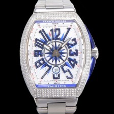 SA급 프랭크뮬러 남성용 1:1수제공정 풀 다이아셋팅 뱅가드 오토매틱 ETA2824 타입 45mm 메탈줄 화이트다이얼 fra8028 xx