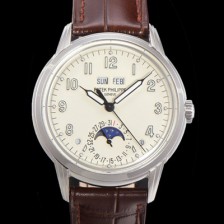 SA급 파텍필립 남성용 퍼페추얼 캘린더 오토매틱 PP Cal.324 타입 40mm 가죽줄 문페이즈 화이트다이얼 pat24729 xx