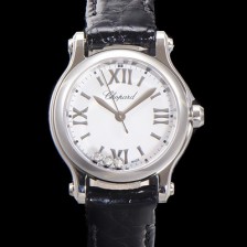 SA급 쇼파드 여성용 해피스포츠 다이아몬드 쿼츠 오리지널 ETA956.102 타입 스몰30mm 레이디스 가죽줄 화이트다이얼 cho6049 xx