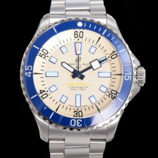 SA급 브라이틀링 뉴 다이버워치 남성용 슈퍼오션 44mm 오토매틱 ETA2824-2 타입 크로노미터 메탈줄 세라믹베젤 아이보리 다이얼  bre44927 xx