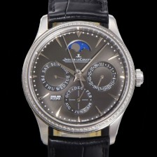 SA급 예거르꿀뜨르 남성용 마스터 울트라 퍼페추얼 캘린더 오토매틱 MC868 타입 39mm 가죽줄 다이아몬드베젤 문페이즈  그레이 다이얼 jag70487 xx