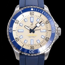 SA급 브라이틀링 뉴 다이버워치 남성용 슈퍼오션 44mm 오토매틱 ETA2824-2 타입 크로노미터 우레탄줄 세라믹베젤 아이보리다이얼 bre42780 xx