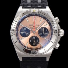 SA급 브라이틀링 남성용 크로노맷 B01 오토매틱 ETA7750-2 타입 42mm 금장시계 우레탄줄 핑크다이얼 bre26908 xx