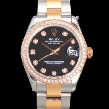 SA급 로렉스 여성용 데이져스트 오이스터 31mm 레이디 오토매틱  18K 로즈골드 투톤콤비 보석/다이아몬드 3열 브레이슬릿 메탈줄 블랙다이얼 rol90812 xx