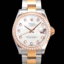 SA급 로렉스 여성용 데이져스트 오이스터 31mm 레이디 오토매틱  18K 로즈골드 투톤콤비 보석/다이아몬드 3열 브레이슬릿 메탈줄 자게다이얼 rol14708 xx