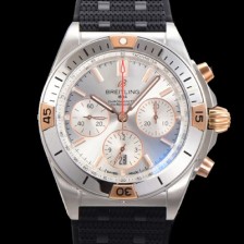 SA급 브라이틀링 남성용 크로노맷 B01 오토매틱 ETA7750-2 타입 42mm 금장시계 우레탄줄 실버다이얼 bre45326 xx