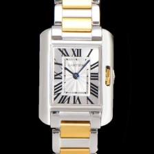 SA급 까르띠에 남여공용 탱크 앙글레즈 미듐/라지 오토매틱/쿼츠 18K 옐루골드 36mm/30mm  메탈줄 물결 실버다이얼 car69310 xx