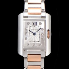 SA급 까르띠에 남여공용 탱크 앙글레즈 미듐/라지 오토매틱/쿼츠 18K 로즈골드 36mm/30mm 메탈줄 물결 실버다이얼 car34019 xx