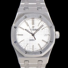 SA급 오데마피게 남성용 하이엔드 37mm로얄오크 15450ST 화이트 와플 다이얼 Cal.3120오토매틱 무브먼트 AUD6502 xx