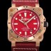 SA급 벨앤로즈 남성용 BR03-92 다이버 브론즈 소재 오토매틱 9015 타입 42mm 가죽줄 레드 다이얼 bel4090 xx