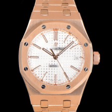 SA급 오데마피게 남성용 하이엔드 37mm로얄오크 15450OR 화이트 와플 다이얼 18K 로즈골드 Cal.3120오토매틱 무브먼트 AUD6525 xx