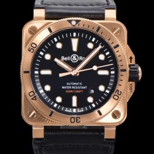 SA급 벨앤로즈 남성용 BR03-92 다이버 브론즈 소재 오토매틱 9015 타입 42mm 가죽줄 블랙 다이얼 bel4093 xx