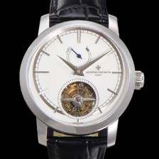 SA급 바쉐런콘스탄틴 남성용 트레디셔널 투어빌론 자동형   42mm 가죽줄 화이트다이얼 vac60493 xx