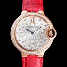 SA급 까르띠에 여성용 신상 발롱블루 WJBB0080 악어가죽 밴드 화이트 다이얼 33mm 오토매틱 무브먼트 CAR0146 xx