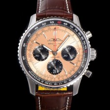 SA급 브라이틀링 남성용 네비타이머 AB0138241K1P1 크로노그래프 ETA7750-2 타입 오토매틱 43mm 가죽줄 핑드골드 다이얼 bre5993 xx