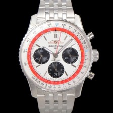 SA급 브라이틀링 남성용 네비타이머 AB01383B1G1A1 크로노그래프 ETA7750-2 타입 오토매틱 43mm 메탈줄 화이트 다이얼 bre6004 xx