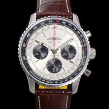 SA급 브라이틀링 남성용 네비타이머 AB0138241G1P1 크로노그래프 ETA7750-2 타입 오토매틱 43mm 가죽줄 실버 다이얼 bre5994 xx