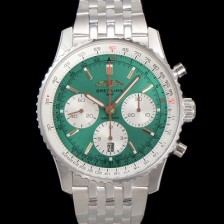 SA급 브라이틀링 남성용 네비타이머 AB01388A1L1P1 크로노그래프 ETA7750-2 타입 오토매틱 43mm 메탈줄 그린 다이얼 bre6005 xx