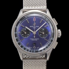 SA급 브라이틀링 남성용 프리미에르 AB0118221C1P1 크로노그래프 7750 타입 오토매틱 42mm 메쉬밴드 블루 다이얼 bre6015 xx