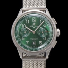 SA급 브라이틀링 남성용 프리미에르 AB0145371L1P1 크로노그래프 7750 타입 오토매틱 42mm 메쉬밴드 그린 다이얼 bre6017 xx
