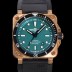 SA급 벨앤로즈 남성용 BR03-92 다이버 브론즈 소재 오토매틱 9015 타입 42mm 우레탄줄 그린 다이얼 bel4102 xx