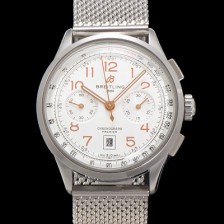 SA급 브라이틀링 남성용 프리미에르 AB0145211G1P1 크로노그래프 7750 타입 오토매틱 42mm 메쉬밴드 화이트 다이얼 bre6018 xx