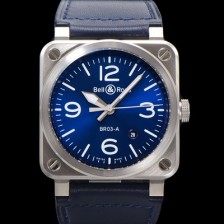 SA급 벨앤로즈 남성용 BR03A 스테인레스 스틸 오토매틱 9015 타입 41mm 가죽줄 블루 다이얼 bel4103 xx