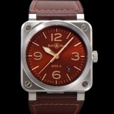 SA급 벨앤로즈 남성용 BR03A 스테인레스 스틸 오토매틱 9015 타입 41mm 가죽줄 버건디 다이얼 bel4104 xx