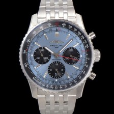 SA급 브라이틀링 남성용 네비타이머 AB0138241C1A1 크로노그래프 ETA7750-2 타입 오토매틱 43mm 메탈줄 아이스 블루 다이얼 bre6009 xx