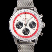 SA급 브라이틀링 남성용 네비타이머 AB01383B1G1P1 크로노그래프 ETA7750-2 타입 오토매틱 43mm 화이트 다이얼 bre6001 xx