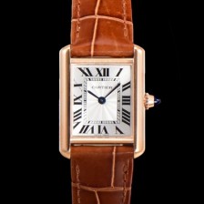 SA급 까르띠에 여성용 신상 탱크 WGTA0010 실버 다이얼 29mm 로즈골드 악어가죽 쿼츠 무브먼트 car69356 xx