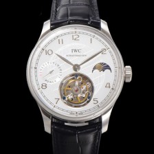 SA급 아이떠블유씨 남성용 포르투기저 문페이즈 투어빌론 42.4mm 가죽줄 화이트 다이얼 iwc71024 xx