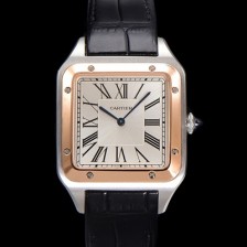 SA급 까르띠에 남성용 산토스 W2SA0011 쿼츠 46.6mm L 사이즈 18K 로즈골드 화이트 다이얼 car69321 xx