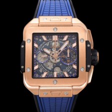 SA급 휴블렛 남성용 스퀘어 뱅 유니코 821.OX.5180.RX 스켈레톤 다이얼 티타늄 에디션 18K 로즈골드 42미리 오토매틱 무브먼트 우레탄 러버밴드 hub2132 xx