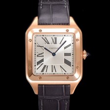 SA급 까르띠에 남성용 산토스 WSSA0022 쿼츠 46.6mm L 사이즈 쿼츠 18K 로즈골드 화이트 다이얼 car69322 xx