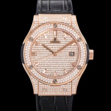 SA급 휴블렛 남성용 클래식 퓨전 565.OX.9010.LR.1704 다이아몬드 셋팅 큐빅/보석 다이얼 18K로즈골드 42미리 오토매틱 2892 타입 가죽/우레탄 믹스밴드 hub2127 xx