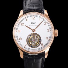 SA급 아이떠블유씨 남성용 포르투기저 IW545801 핸드 와인드 투르비옹 18K 로즈골드 42.4mm 가죽줄 화이트 다이얼 iwc71020 xx