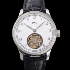 SA급 아이떠블유씨 남성용 포르투기저 핸드 와인드 투르비옹 42.4mm 가죽줄 화이트 다이얼 iwc71021 xx