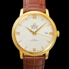 SA급 오메가 남성용 드빌 프레스티지 424.53.40.20.02.002 오토매틱 Cal.2500타입 39.5mm 18K 옐로우골드 가죽줄 화이트 다이얼 omg20206 xx