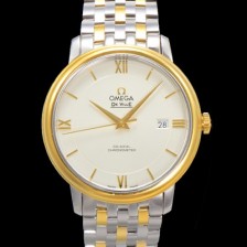 SA급 오메가 남성용 드빌 프레스티지 424.20.37.20.02.001 오토매틱 Cal.8800타입 39.5mm 18K 옐로우골드 메탈줄 화이트 다이얼 omg20201 xx