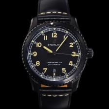 SA급 브라이틀링 남성용 네비타이머 M17314101B1X1 블랙 PVD 코팅 오토매틱 2824 타입 41mm 가죽줄 블랙 다이얼 bre6055 xx