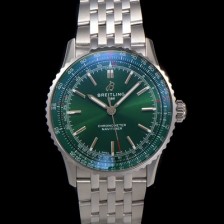SA급 브라이틀링 남성용 네비타이머 A17329371L1A1 크로노그래프 오토매틱 2824 타입 41mm 메탈줄 그린 다이얼 bre6038 xx