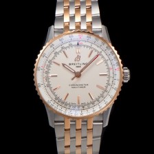 SA급 브라이틀링 남성용 네비타이머 U17329F41G1U1 크로노그래프 18K 로즈골드 오토매틱 2824 타입 41mm 메탈줄 화이트 다이얼 bre6039 xx