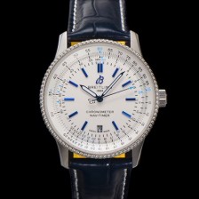 SA급 브라이틀링 남성용 네비타이머 A173263A1G1P1 크로노그래프 오토매틱 2824 타입 41mm 가죽줄 화이트 다이얼 bre6041 xx