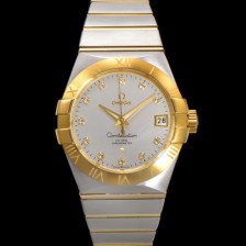 SA급 오메가 남성용 컨스틀레이션 123.20.38.21.52.002 18k 옐로우골드 38mm 오토매틱 8500타입 실버 다이얼 omg0156 xx