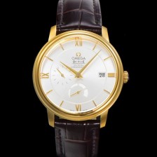 SA급 오메가 남성용 드빌 424.53.40.21.02.002 프레스티지 코-액시얼 39.5mm  18K 옐로우골드 오토매틱 Cal.2627 타입 실버 다이얼 omg0176 xx